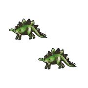 【ワッペン】刺繍風プリントミニワッペン 2枚セット ステゴサウルス 恐竜 ダイナソーワールド