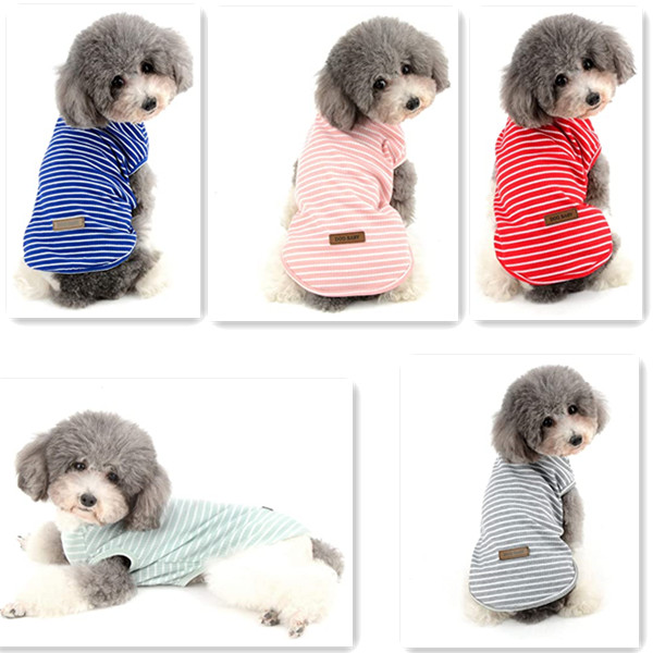 縞柄ペット服 柔らかい 綿製Ｔシャツ 愛犬 小型犬 可愛い半袖 タンクトップわんこ服 通気 散歩