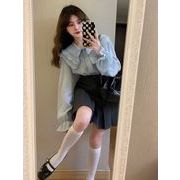 トップス シャツ ブラウス ビッグカラー 長袖 フリル シック レディース