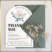 【3種】丸縁カード お花 ありがとう 販促カード ショップカード ギフト 包装 ラッピング用品 梱包材