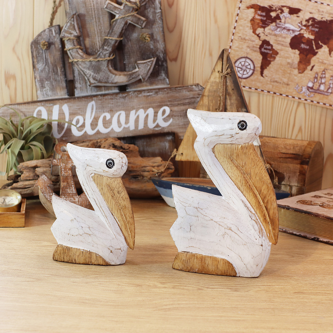 コアウッドハワイ ヘリコプター置物 ウッドスタンド ペリカン L