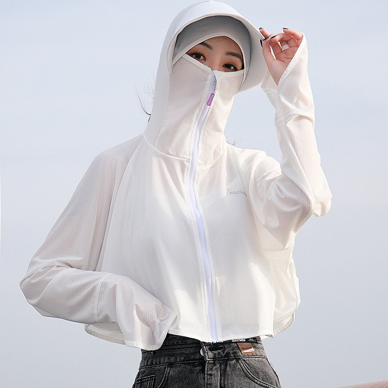 UVカット女性用つば付き新作夏用薄手コート紫外線透過防止UVカットカバーアイスカーディガン