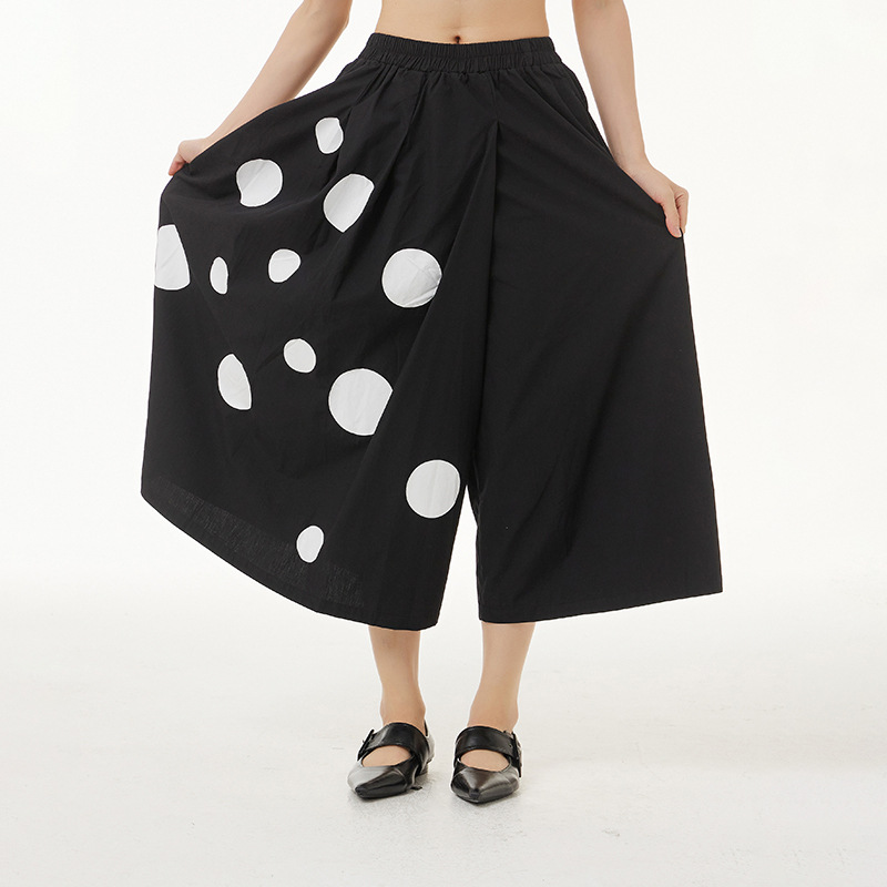 2023夏欧米ファッションオーバーサイズ婦人服ドットプリントパンツゆったり着やせオーバーサイズカジュアル