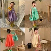 韓国風子供服 ワンピース   女の子  可愛い  ノースリーブワンピース　Tシャツ ベビー服 子供服4色