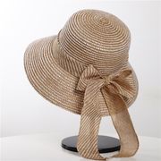バケットの麦わら帽子おしゃれな日焼け止め夏の日よけ女性のビーチキャップ