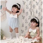 2024夏新作    韓国風子供服  ベビー服   キッズ    袖なし   ロンパース   リボン結び   66-90cm  2色