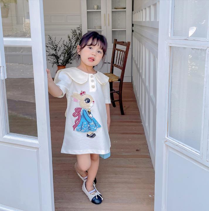 ins夏新作 韓国風子供服 キッズ ベビー服 かわいい 半袖 ウサギ