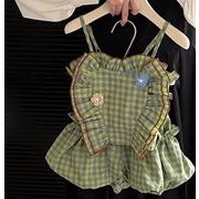 夏人気 韓国風子供服 トップス   袖なし   キッズ   チョッキ+ショートパンツ  セットアップ