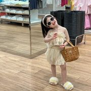 夏新作  人気   韓国風子供服  キッズ   ベビー服    キャミソール+パンツ  セットアップ   トップス