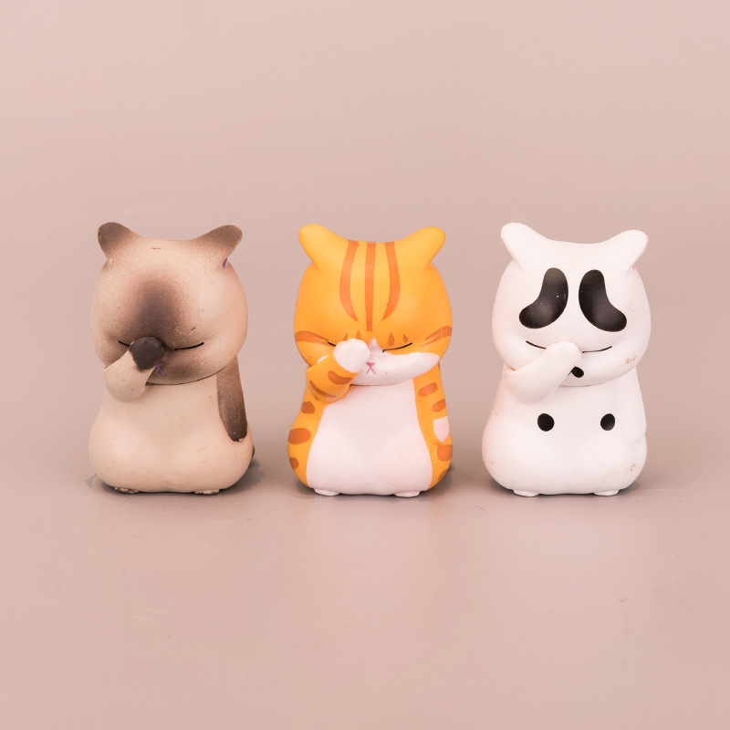 INS  新作    置物  デコレーション    モデル    超可愛い   顔を覆う  猫のフィギュア   猫雑貨