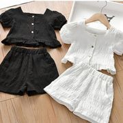 ins夏人気   韓国風子供服  キッズ  ベビー服  Tシャツ トップス+ショートパンツ    セットアップ  2色