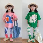 2023夏人気   韓国風子供服  キッズ   ベビー服  トップス+パンツ  かわいい  レギンス  セットアップ