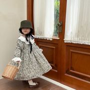 2024春新作  韓国風子供服  キッズ服   長袖  花柄   ワンピース     かわいい