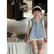 2024夏新作   韓国風子供服   キッズ服    可愛い   トップス+短パンツ   セットアップ    分けて販売