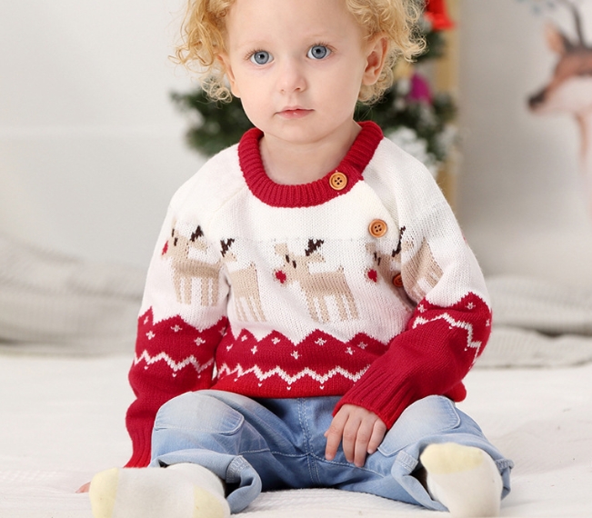 クリスマス   秋冬人気  韓国風子供服   キッズ   トップス   ベビー服   可愛い   セーター  長袖  2色