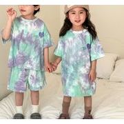 2024夏新作   キッズ服  韓国風子供服    ワンピース   Tシャツ+ショートパンツ   セットアップ