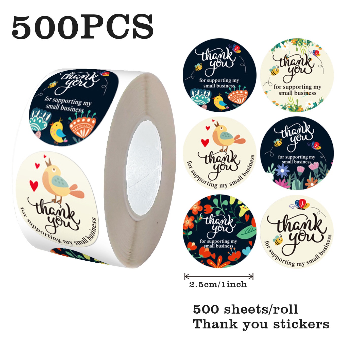 ありがとうシール　サンキューシール　ロールシール　1点500シート入り　ステッカー　粘着シール
