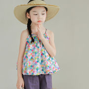 2024夏新作   韓国風子供服   キッズ服     袖なし  Tシャツ   トップス    可愛い   キャミソール