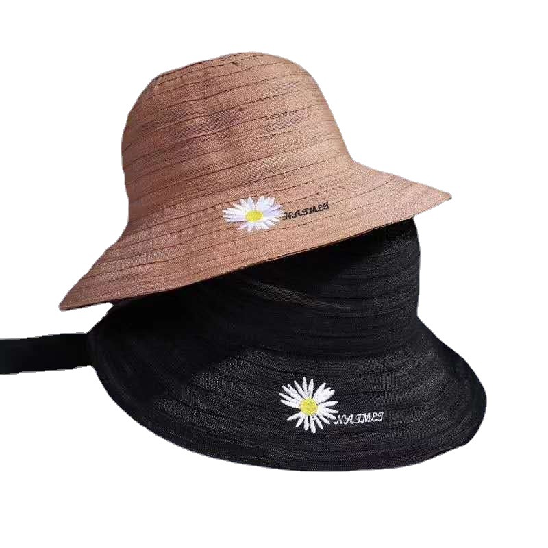 新作ヒナギクバケットハット女性日焼け止め日除け帽子旅行韓国通気性太陽帽子折りたたみ