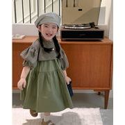 2023新作 韓国風子供服 ベビー スカート 可愛い ノースリーブ ワンピース セットアップ 女の子
