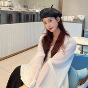 ブラックベレー帽女性春夏薄型韓国あまい画家帽レトロなつぼみ帽子ブーム