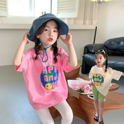 キッズTシャツ　半袖　ロゴ　スマイル　カジュアル　韓国風子供服　女の子夏物新作