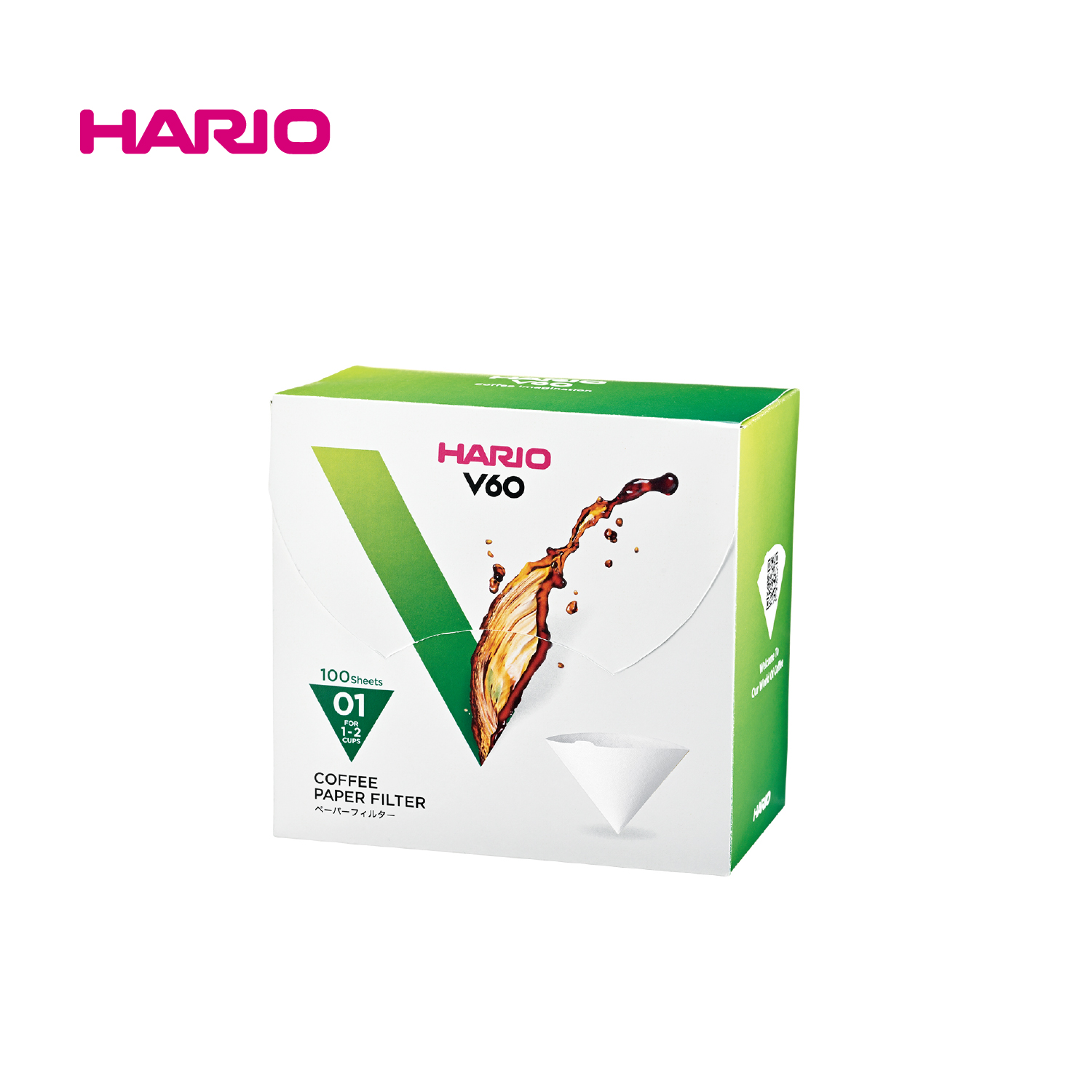 2023年リニューアル『HARIO』01用 V60用ペーパーフィルターW　100枚箱入り VCF-01-100WK-23+ (ハリオ)