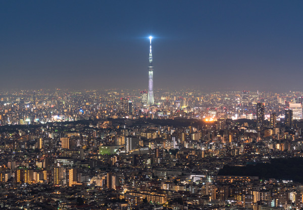 ポストカード カラー写真 日本風景シリーズ「東京の夜景・スカイツリー」105×150mm 観光地 郵便はがき