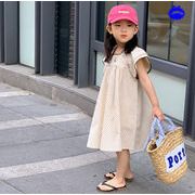 2023年夏新作　韓国子供服　ガールズ　ワンピース　半袖　ドット柄　可愛い　キッズ服　ゆったり　80#-130#