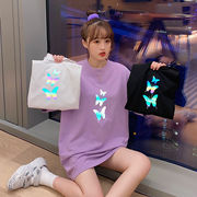 夏　トップス　Tシャツ　半袖　韓国ファッション　レディース 　薄手　ゆったり　輝く蝶々