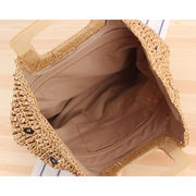 レトロな手編みバッグ大容量手提げ透かし編みバッグins海辺リゾートビーチバッグ