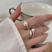 指輪　リング　アクセサリー　韓国ファッション　デザイン　金属　パール