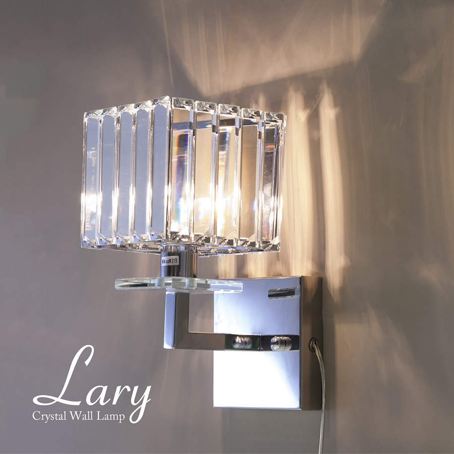 【LED対応 E12/40W水雷型】クリスタルウォールランプ LARY ラリー（1灯）CHROME