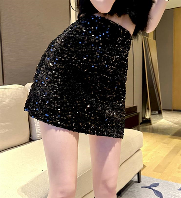 韓国の人気爆発 激安セール スパンコール Aライン スリム ミニスカート