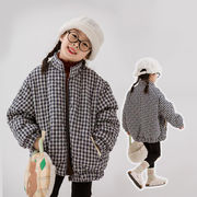 秋冬新作 韓国風子供服  コート   トップス  チェック柄  ファッション  男女兼用