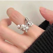 パール付き  蝶 韓国風   アクセサリー  リング   指輪    レディース  開口指輪   ファッション小物
