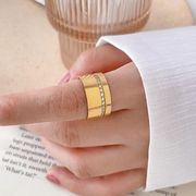 女性 アクセサリー チタン鋼メッキ18金ジルコンリング chic指輪