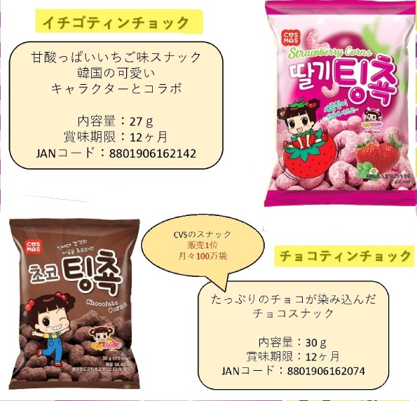 新商品　韓国コンビニお菓子　海外　チョコティンチョック　イチゴティンチョック　２種アソート　