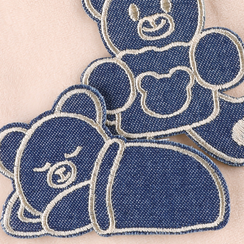 6種】熊 くま ベア デニム 刺繍ワッペン ワッペンシール アップリケ