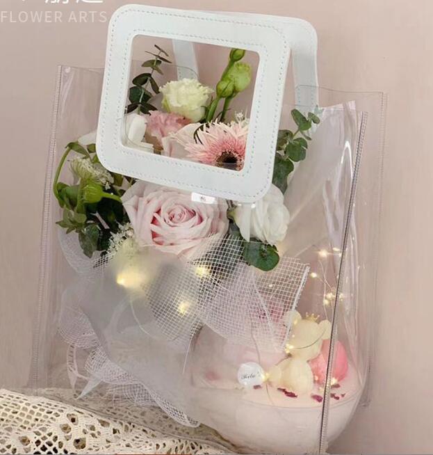 雑貨　バッグ　プレゼント包装袋　透明PVC袋　トートバッグ　15*17*8