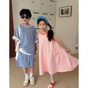 韓国風子供服  人気新品   ワンピース キッズ服   2点セット   2色