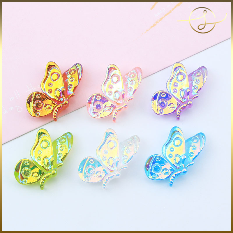 【3色】オーロラ蝶々 ちょうちょう 樹脂 デコパーツ DIYパーツ 手芸 ドールハウス ハンドメイド