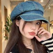 帽子　デニムキャスケット　韓国ファッション　レディース　デザイン　秋冬　レトロ
