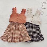 【SUMMER新発売】ベビー服 キッズ 女の子 韓国風子供服 トップス スカート セットアップ 2点セット