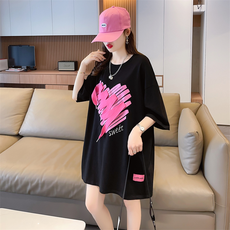 【予約220224】大きいサイズ春夏新作 韓国 レディース ファッション  Tシャツ ワンピースLL-4L全3色