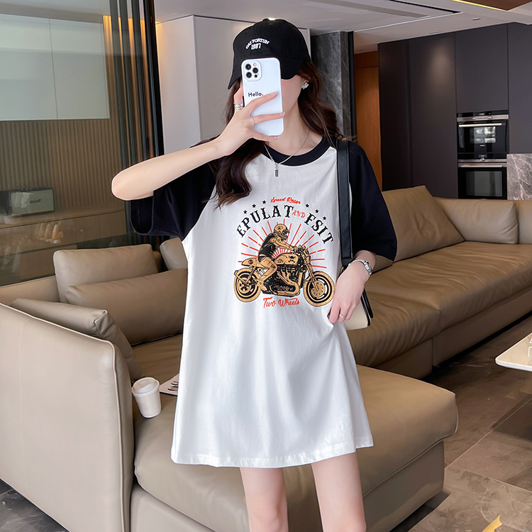 【予約220213】大きいサイズ春夏新作 韓国 レディース ファッション  Tシャツ ワンピースLL-4L全3色