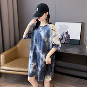 【予約220255】大きいサイズ春夏新作 韓国 レディース ファッション  Tシャツ ワンピースLL-4L