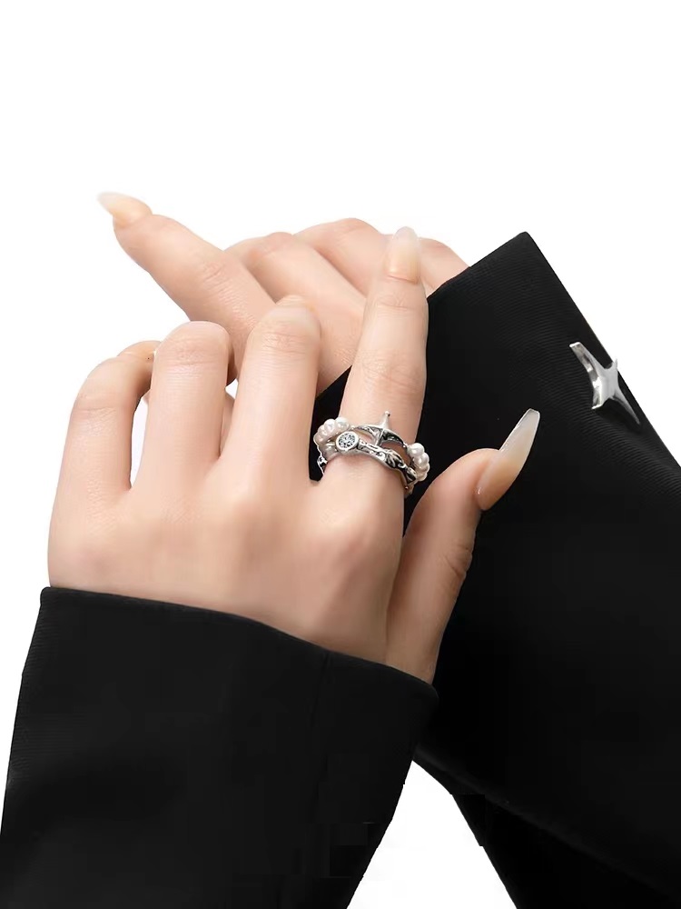 スターリング　星指輪　アクセサリー　韓国ファッション　パール指輪