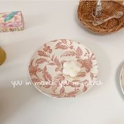 プレート     飾り盤     撮影道具    ins    トレイ    芸術感    花柄    陶器皿