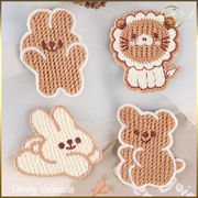 【4種】うさぎ ライオン 熊  刺繍ワッペン アップリケ ハンドメイド 装飾 補修 DIY服